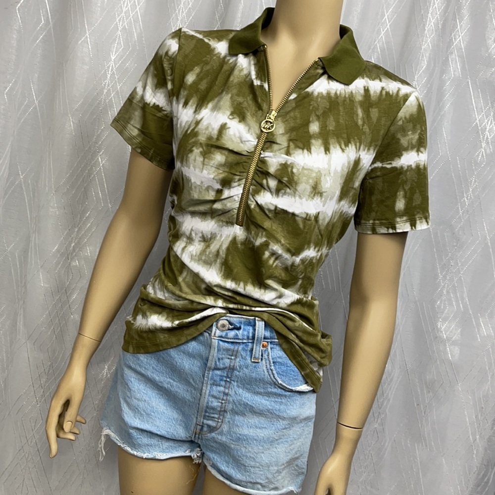 Michael Kors Tye Dye Collar Zip Tee - Picture 9 of 12